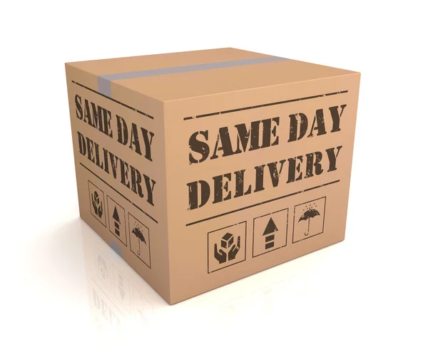 Mismo día entrega caja de cartón concepto ilustración — Foto de Stock