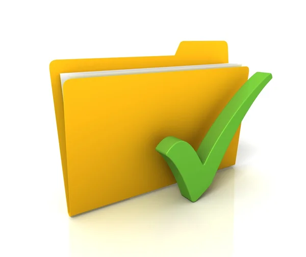 Check mark and folder concept illustration — Stock Photo, Image