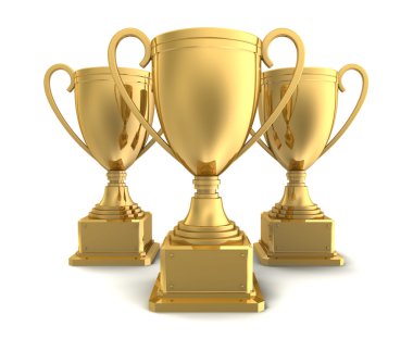 Ödülü su bardağı kavramı 3d çizim