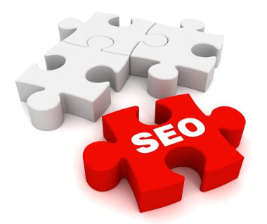 SEO bulmaca kavramı 3d çizim