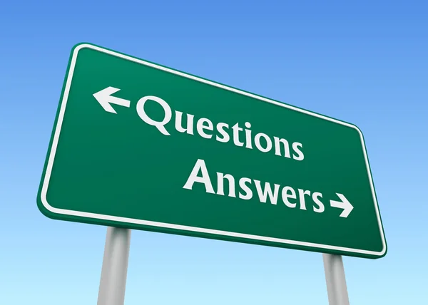 Questions answers direction sign concept 3d illustration — Stock Photo, Image