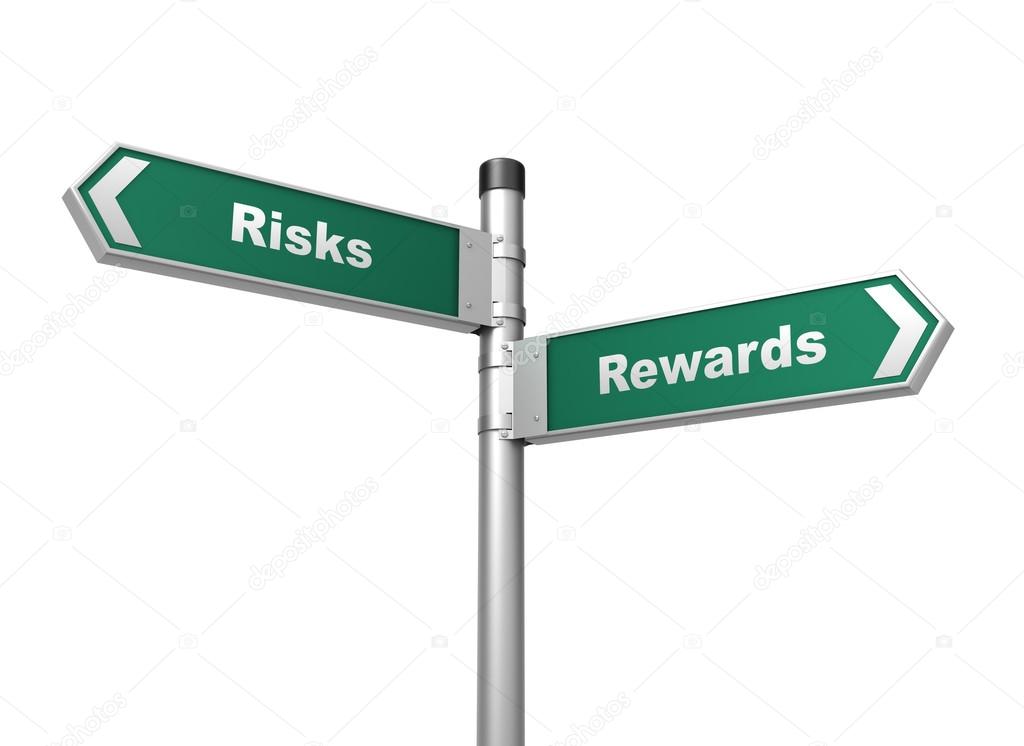 risks rewards road sign