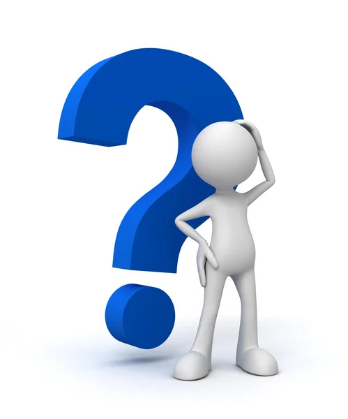 soru işareti ve adam 3d illüstrasyon kavramı