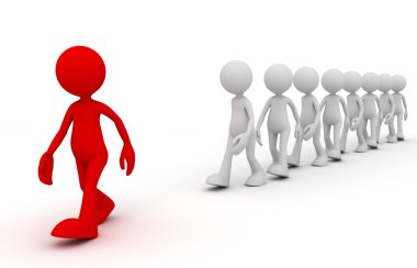 kalabalık lider kavramı 3d çizim takip