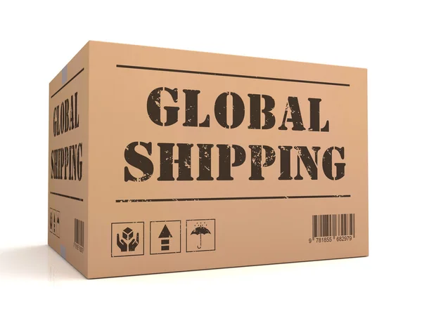 글로벌 배송 판지 상자 개념 3d 그림 — 스톡 사진