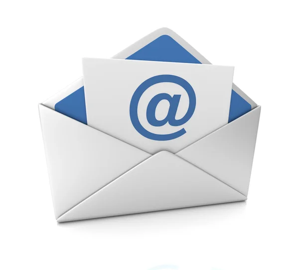 电子邮件和信封概念 3d 图 — 图库照片