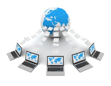 Dünya çapında ağ bağlantıları kavramı 3d çizim