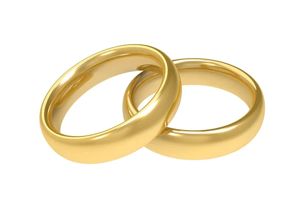 Golden wedding rings concept 3d illustration — стоковое фото