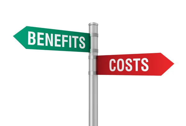 Costs benefits road sign — Stock Photo, Image