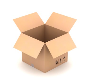 karton kutu kavramı 3d çizim açın