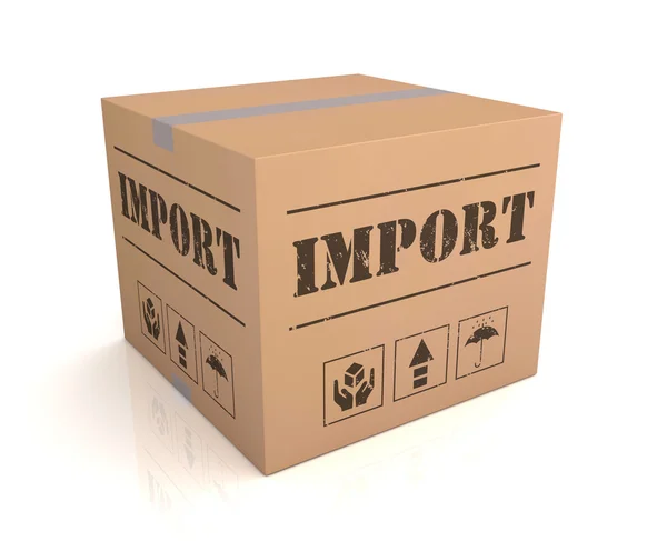 Import cardboard box concept 3d illustration — Stock Photo, Image