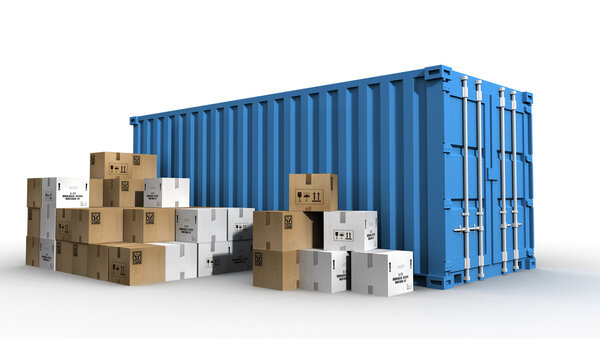 контейнеры и картонные коробки
