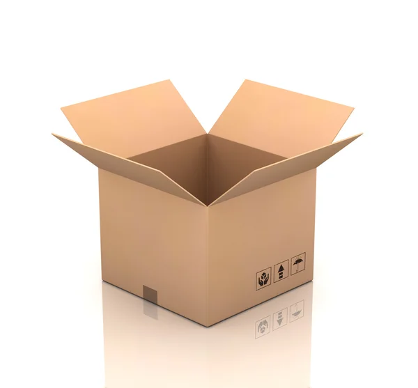 Open cardboard box concept 3d illustration — Stock Photo, Image