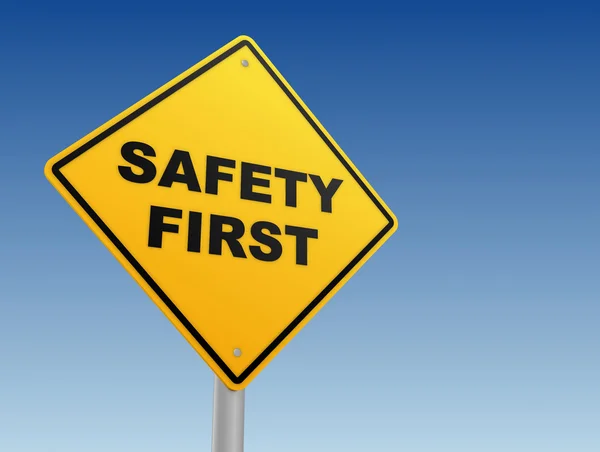 Safety first road sign concept  3d illustration — Stock Photo, Image