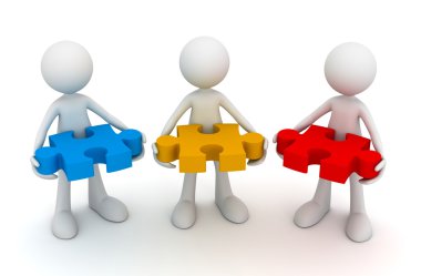ekip çalışması bulmaca kavramı 3d çizim