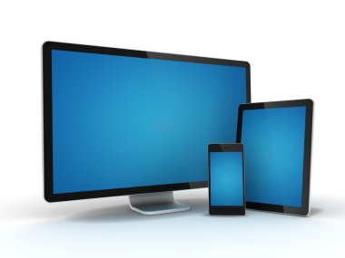 bilgisayar monitörü tablet pc ve cep telefonu konsepti 3d çizim