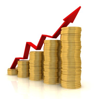 Altın kavramı 3d şekil grafiği