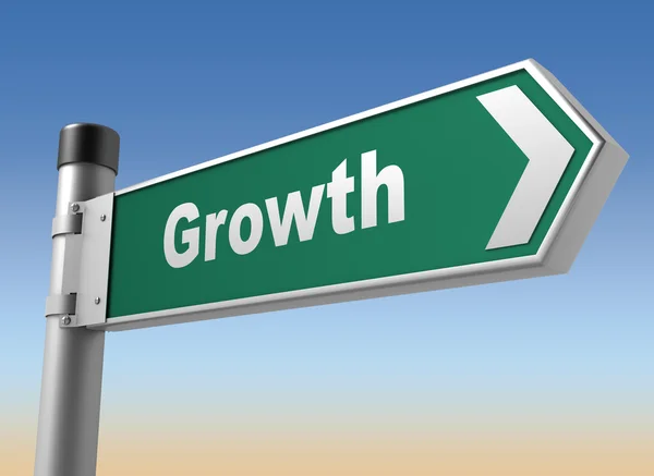 Growth road sign 3d illustration — Stock Photo, Image