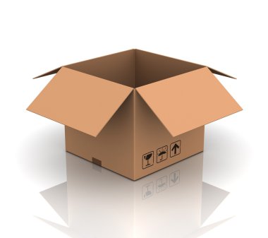 karton kutu kavramı 3d çizim açıldı