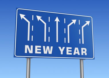 Yeni yıl yol işareti 3d çizim