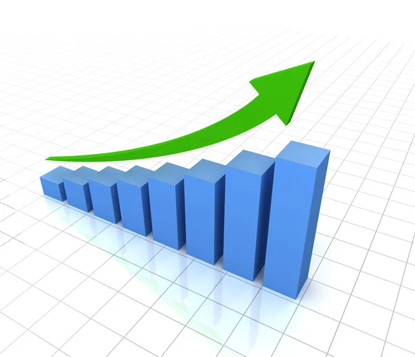 Stigande business graf konceptet 3d illustration — Stockfoto