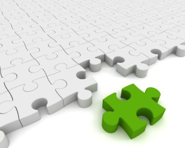 Yeşil bulmaca parça 3d çizim