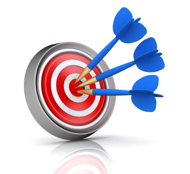 Bullseye hedef kavramı 3d çizim