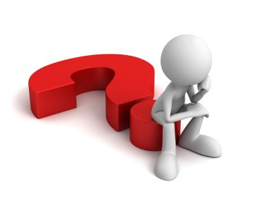 soru işareti ve adam 3d illüstrasyon kavramı