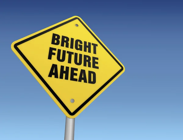 Bright future ahead road sign 3d illustration — Stock Photo, Image