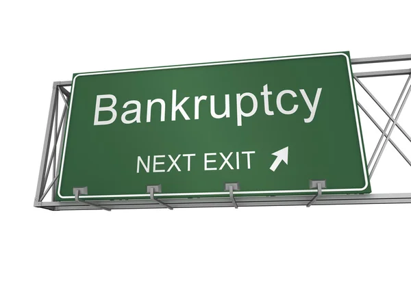 Bankruptcy road sign 3d illustration — Stock Photo, Image