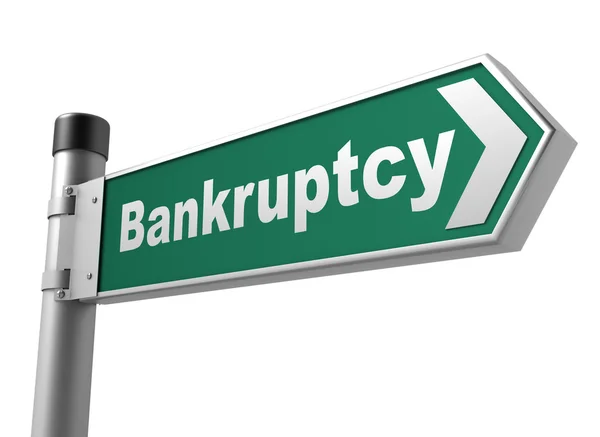 Bankruptcy road sign 3d illustration — Stock Photo, Image