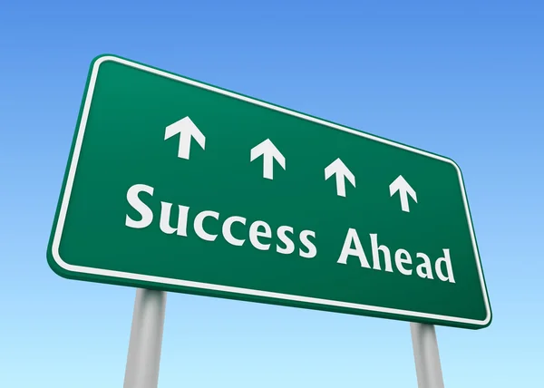 Success ahead road sign concept  3d illustration — Stock Photo, Image