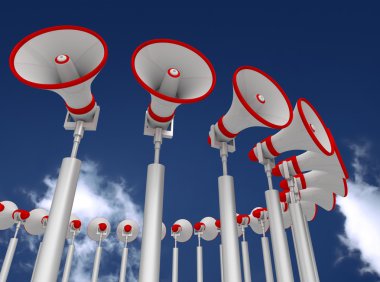 gökyüzü arka plan 3d çizim üzerinde mikrofon