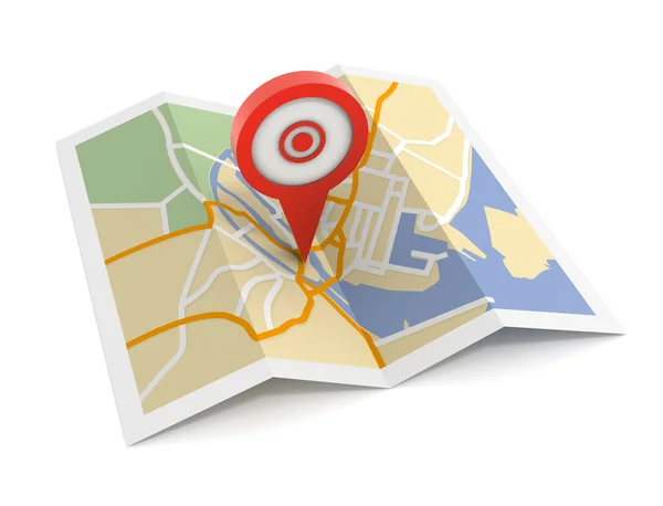 Pushpin on map concept  3d illustration — Stock Photo, Image