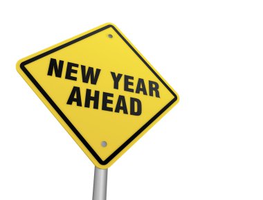 Yeni yıl öncesinde yol işareti 3d çizim