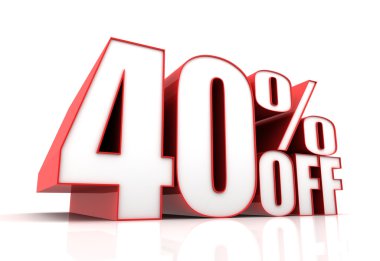 Satılık kavramı 3d illüstrasyon kapalı yüzde kırk