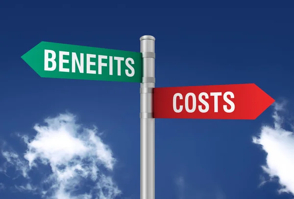 Costs benefits road sign 3d illustration — Stock Photo, Image