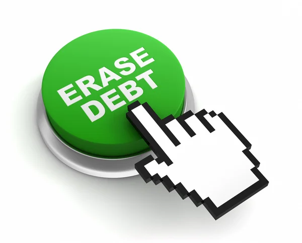 Erase debt button concept  3d illustration — Stock Photo, Image