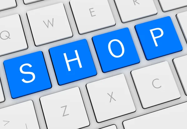 Shop billentyűzet koncepció 3D-s illusztráció — Stock Fotó