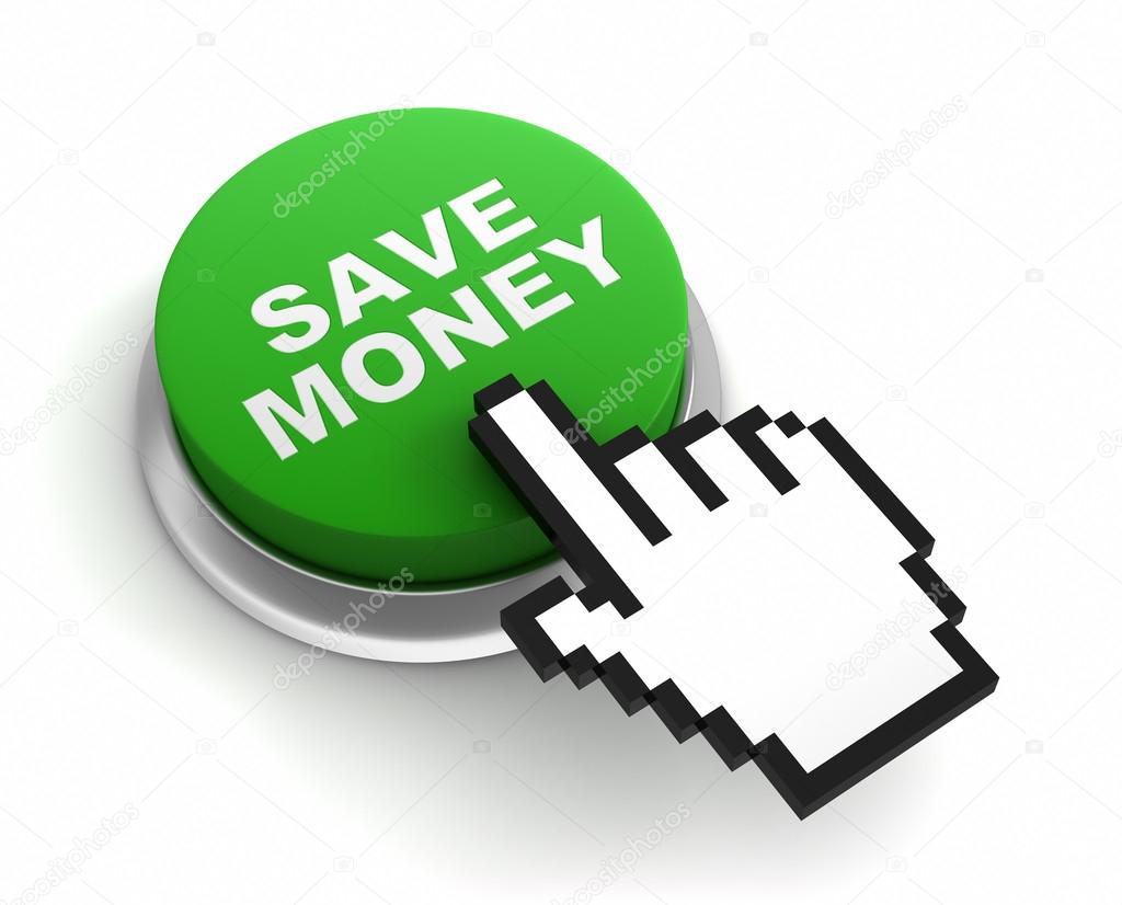 save money push button concept  3d illustration