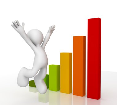 yükselen iş grafik kavramı 3d çizim