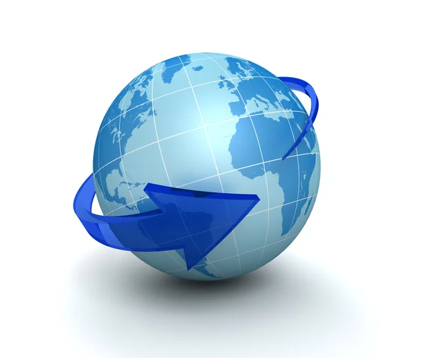 Globe okolní šipka 3d ilustrace — Stock fotografie