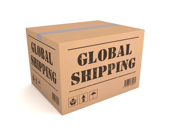 Global shipping konsep kotak kardus 3d ilustrasi — Stok Foto