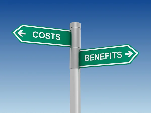 Costs benefits sign concept  3d illustration — Stock Photo, Image