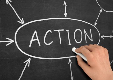 eylem kara tahta yazma kavramı 3d çizim