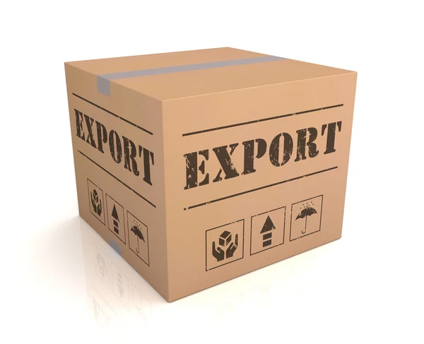 Kartonnen doos concept 3d illustratie exporteren — Stockfoto
