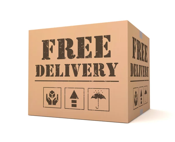 Concepto de caja de cartón de entrega gratuita 3d ilustración — Foto de Stock