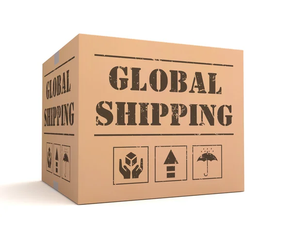 Global shipping konsep kotak kardus 3d ilustrasi — Stok Foto