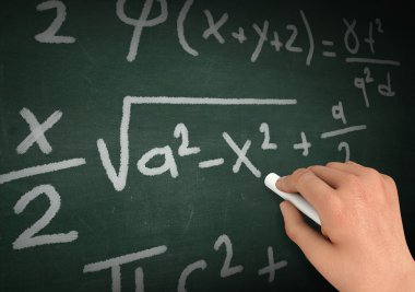 formüller kara tahta yazma kavramı 3d çizim