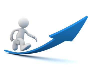 ok kavramı 3d çizim üzerinde koşan adam